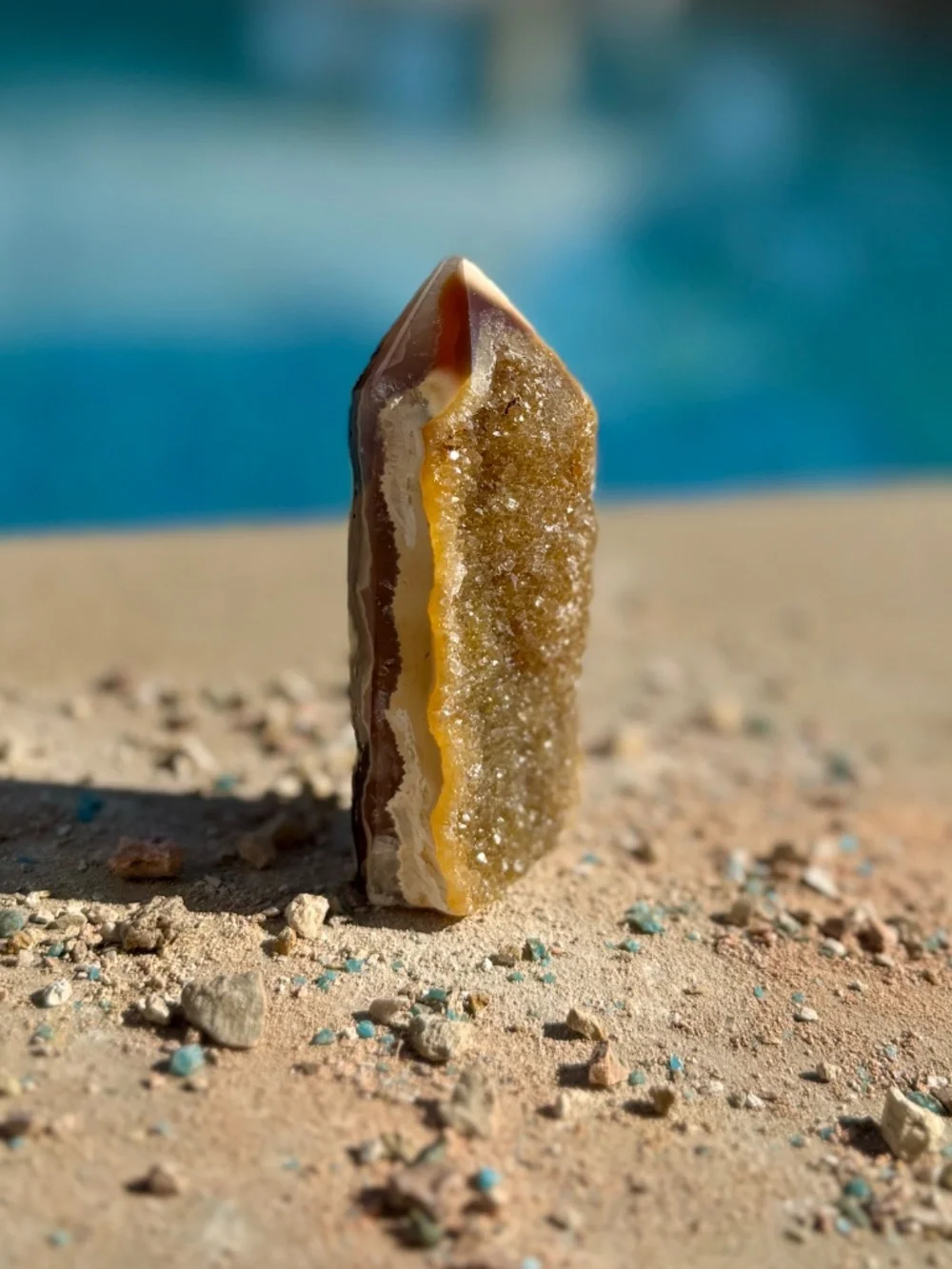 Brazilian Chalcedony Agate Druzy Tower Crystal this authentic